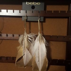 Bebe Pink Feather Earrings